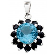 Nachtblauer Saphirenanhänger Sterling Silber 925  Blautopas_01