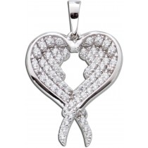 Flügel Herz Anhänger Silber Zirkonia Sterlingsilber 925 Damenschmuck3