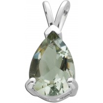 Amethyst Anhänger Silber 925 Grüner Edelstein tropfenförmig facettiert