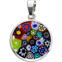 Murrinaglas Anhänger Silber 925 Original Murano Glas Damen Ø19mm