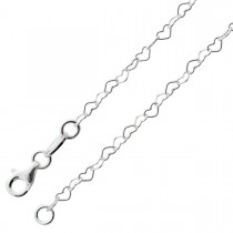Herzkette Damenkette Kinderkette Collier  Silberkette Silberarmband Herzen Silber 925 poliert 3mm_01
