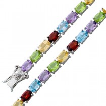 Multicolor Edelsteinarmband Silber 925 grüner Peridot gelber Citrin lila Amethyst roter Granat Blautopas_01