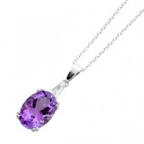 Lila Amethyst Ketten Anhänger Violett Sterling Silber 925 weisser Topas 2