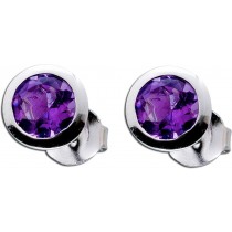 Amethyst Ohrringe lila Edelstein Silber 925 violetter Solitaer Ohrstecker 2