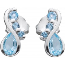 Blau Ohrstecker Sterling Silber 925 Blautopas blauer Edelstein _01