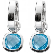 Blautopas Ohrringe Silber 925 Creolen blauer Edelstein_01