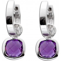 Violetter Klappcreolen echter Silber 925 lilafarbener Amethyst  Ohrhänger Solitär Oval 2