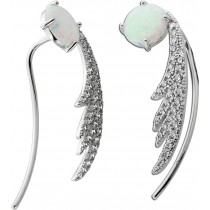 Opal Ohrringe Silber 925 weiße Zirkonia 