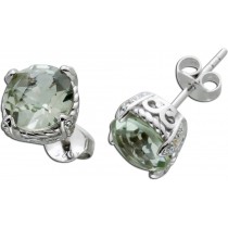 Edelstein Ohrstecker grünen runden Amethyst Silber 925 Zirkonia 1