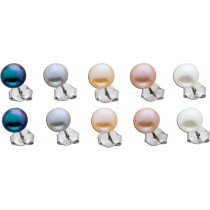 Ohrringe Ohrstecker Ohr Schmuck Set 10-tlg Silber 925 bunte Süsswasserperlen weiß rose pfirsich schwarz grau_01