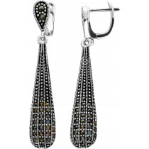 Damen Creolen Tropfenform Markasit Steinen Silber 925 Ohrringe 1