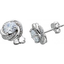 Knoten Ohrringe Ohrstecker Silber 925 Zirkonia  drm 11mm