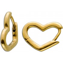 Asymmetrische Herz Klapp Scharniercreolen klein Ohrringe Edelstahl poliert IP gelb vergoldet Vivien Lee 