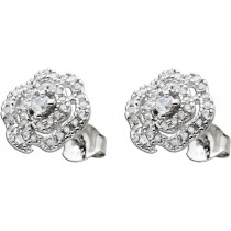 Ohrstecker Silber 925 weiße Zirkonia Rosenblüten Design