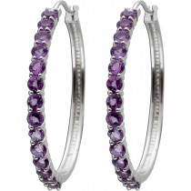 Amethyst Creolen 35mm Sterling Silber 925 lila Edelsteine