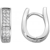 Oval Creolen Silber 925 40 weiße Zirkonia Krappengefasst rhodiniert