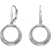 Ohrhänger Silber 925 weiße Zirkonia Krappengefasst rhodiniert poliert