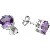 Amethyst Ohrstecker Silber 925 brasilianische Natur Edelsteine