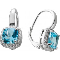 Blautopas Ohrringe Silber 925 blaue Natur Edelsteine weiße Zirkonia