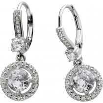 Ohrhänger Silber 925 Halo weisse Zirkonia 