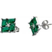 Ohrstecker Silber 925 grüne weisse Zirkonia