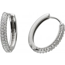 Creolen Hoops Silber 925 weiße Zirkonia rhodiniert 