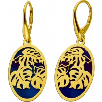 Ohrhänger Silber 925 vergoldet Titan Blättermuster 