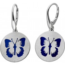 Schmetterling Ohrhänger Silber 925 rhodiniert Titan gebürstet  