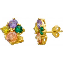 Zirkonia Ohrstecker Silber 925 Gelbgold vergoldet