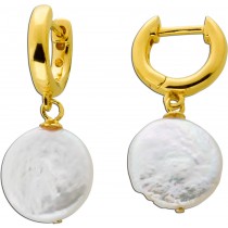 Perlen Creolen Silber 925 1 Micron vergoldet Süßwasserperlen Klappscharnier