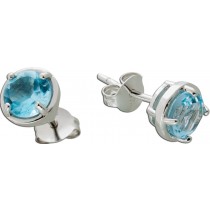 Blautopas Ohrstecker Silber 925 hellblauer Natur Edelstein