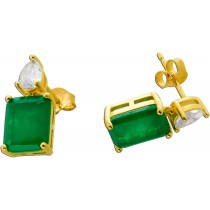 Ohrstecker Silber 925 Vergoldet grüne weisse Zirkonia