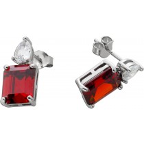 Ohrstecker Silber 925 rote weisse Zirkonia