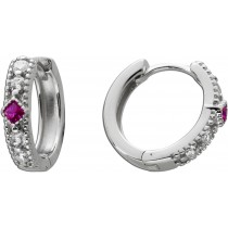 Creolen Sterling Silber 925 rote weiße Zirkonia