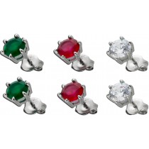 Ohrstecker Set 3 teilig SIlber 925 bunte Zirkonia
