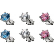 Ohrstecker Set 3 teilig Silber 925 bunte Zirkonia