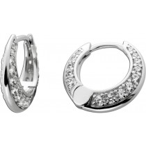 Creolen Ohrringe Silber 925 weiße Zirkonia Steine Brillantlook