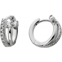 Ohrringe Creolen Silber 925 weiße Zirkonia Steine Brillantlook 