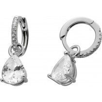 Ohrhänger Creolen Silber 925 weiße Zirkonia Steine Brillantlook  