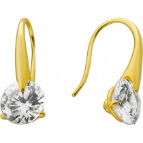 Ohrhänger Silber 925 Gelbgold vergoldet weiße Zirkonia Steine 