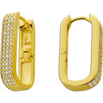 Creolen Hoops Ohrringe Silber 925 Gelbgold vergoldet  weiße Zirkonia