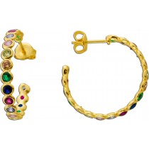 Rainbow Creolen Ohrsteker Silber 925 Gelbgold vergoldet bunte Zirkonia 