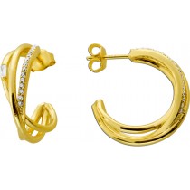 Ohrstecker Creolen Silber 925 Gelbgold vergoldet weiße Zikonia 