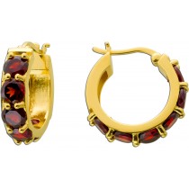 Granat Creolen 21mm Silber vergoldet rote Natur Edelsteine