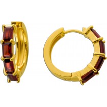 Granat Creolen 19mm Silber vergoldet rote Natur Edelsteine