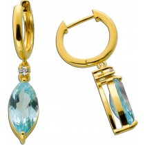 Topas Creolen Silber vergoldet Blautopase Natur Edelsteine