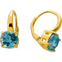 Blautopas Ohrhänger Silber 18K vergoldet nat. Sky Blue Topase 3.9ct