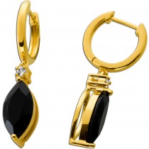 Onyx Ohrringe Silber vergoldet nat. Onyx 3.8ct weiße nat. Topase