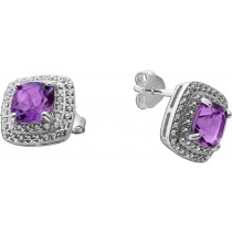 Amethyst Ohrstecker Silber 925 brasilianische Amethyste weiße Zirkone