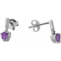Amethyst Ohrhänger Silber 925 brasilianische nat.  Amethyste weiße nat. Zirkone